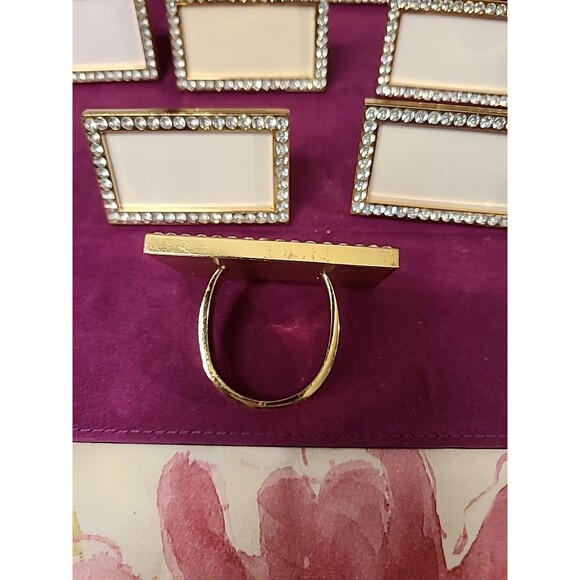 6 Metal Dinner Place Card & Napkin Ring Holders Combination Gold Frame Set - Picture 8 of 8
